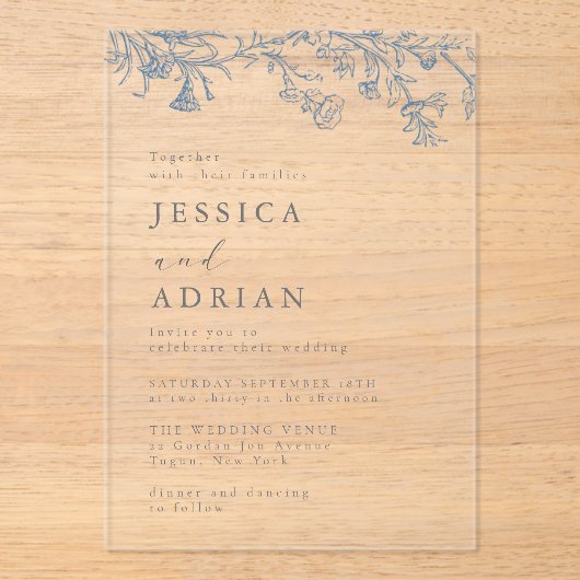 ヴィンテージビクトリアンエレガントな結婚式 アクリル招待状 (正面)