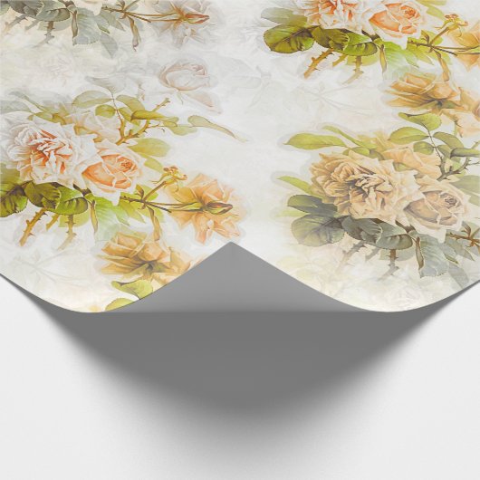 ヴィンテージビクトリアンエレガントピンク花柄 ラッピングペーパー (角)