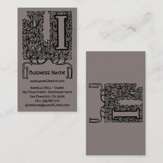 ヴィンテージビクトリアンエレガントモノグラム文字I 名刺 (正面/裏面)