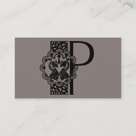 ヴィンテージビクトリアンエレガントモノグラム文字P 名刺 (裏面)