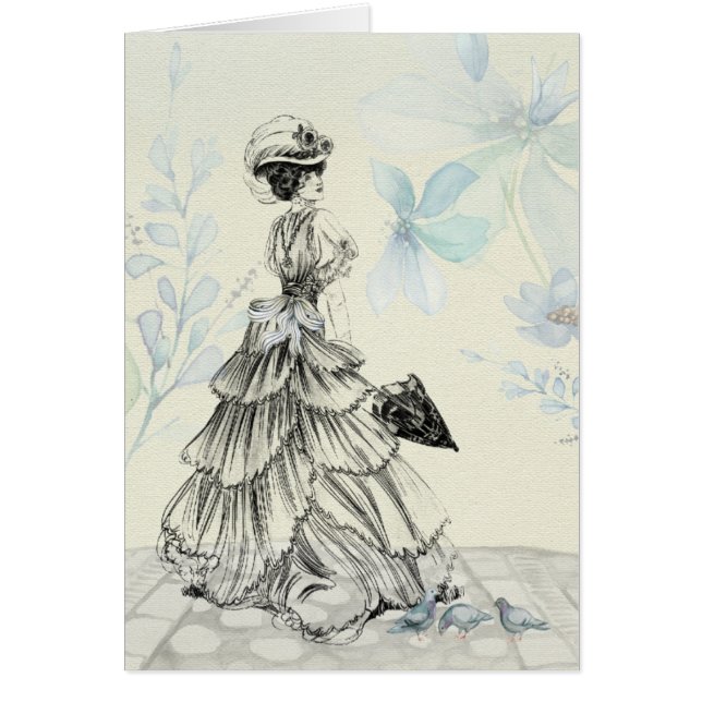 ヴィンテージビクトリアンエレガントレディーインブルー (正面)