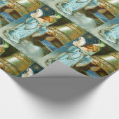 ヴィンテージビクトリアンエンジェルとベルのクリスマスカスタム ラッピングペーパー (角)