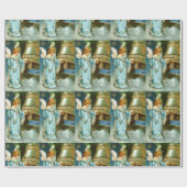 ヴィンテージビクトリアンエンジェルとベルのクリスマスカスタム ラッピングペーパー (フラット)