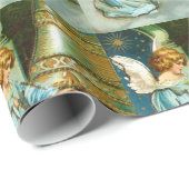 ヴィンテージビクトリアンエンジェルとベルのクリスマスカスタム ラッピングペーパー (ロールコーナー)