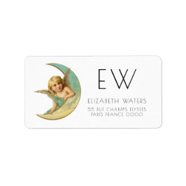 ヴィンテージビクトリアンエンジェルとムーン住所 シール