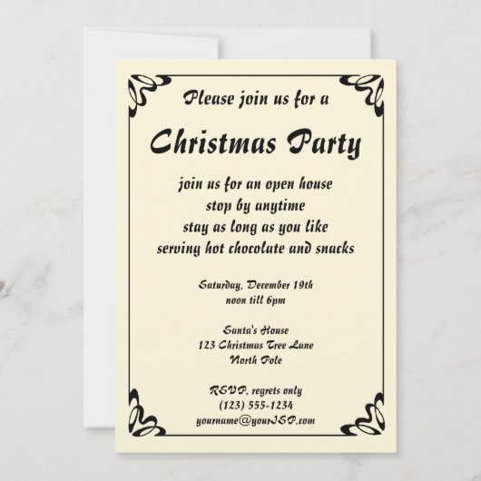 ヴィンテージビクトリアンエンジェルクリスマスパーティの招待状 招待状 (裏面)