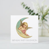ヴィンテージビクトリアンエンジェル誕生日招待状カード 招待状 (スタンド正面)