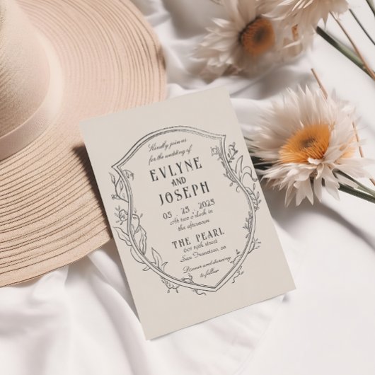 ヴィンテージビクトリアンオーナメントバロ結婚ーク 招待状