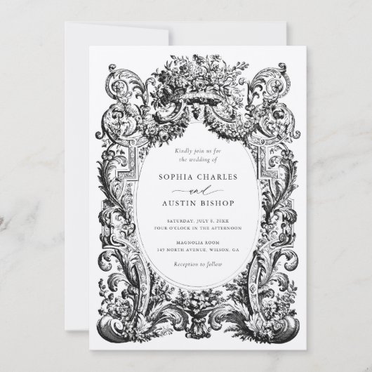 ヴィンテージビクトリアンオーナメントフレ結婚ーム 招待状 (正面)