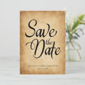 ヴィンテージビクトリアンオールドパーチメントウェディングRSVP 招待状 (スタンド正面)