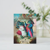 ヴィンテージビクトリアンカエルのクリスマスハガキ ポストカード (スタンド正面)