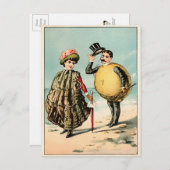 ヴィンテージビクトリアンカキとレモン葉書 ポストカード (正面/裏面)