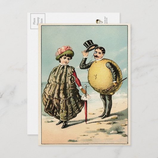 ヴィンテージビクトリアンカキとレモン葉書 ポストカード (正面/裏面)