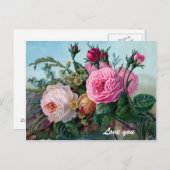 ヴィンテージビクトリアンカスタムバラ ポストカード (正面/裏面)