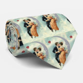 ヴィンテージビクトリアンカップルキスオン三日月 ネクタイ (ロール)