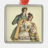 ヴィンテージビクトリアンカップル初の洗礼 メタルオーナメント (正面)
