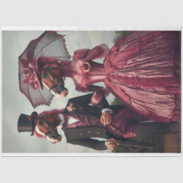 ヴィンテージビクトリアンカップル馬のデコパージュ 薄葉紙