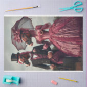 ヴィンテージビクトリアンカップル馬のデコパージュ 薄葉紙 (クラフト)