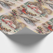 ヴィンテージビクトリアンカントリークリスマス馬車 ラッピングペーパー (角)