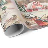 ヴィンテージビクトリアンカントリークリスマス馬車 ラッピングペーパー (ロールコーナー)