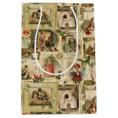 ヴィンテージビクトリアンカードのコラージュ ミディアムペーパーバッグ (正面)