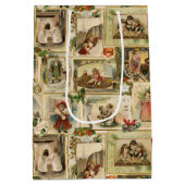 ヴィンテージビクトリアンカードのコラージュ ミディアムペーパーバッグ (裏面)