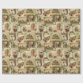 ヴィンテージビクトリアンカードのコラージュ ラッピングペーパー (フラット)