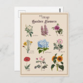 ヴィンテージビクトリアンガーデンフラワーフローラ ポストカード (正面/裏面)