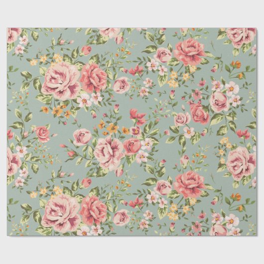 ヴィンテージビクトリアンガーデン花柄 ラッピングペーパー (フラット)