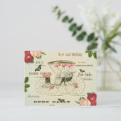 ヴィンテージビクトリアンガーリーはがき付き花 ポストカード (スタンド正面)