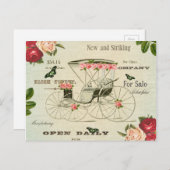 ヴィンテージビクトリアンガーリーはがき付き花 ポストカード (正面/裏面)