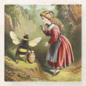 ヴィンテージビクトリアンガールがのまわりにと話す ガラスコースター (正面)