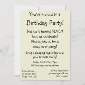 ヴィンテージビクトリアンガールスリープバーバースデーパーティー 招待状 (裏面)