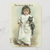 ヴィンテージビクトリアンガールスリープバーバースデーパーティー 招待状 (正面/裏面)