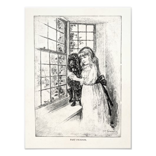 ヴィンテージビクトリアンガールプードル – テンプレート フォトプリント (正面)