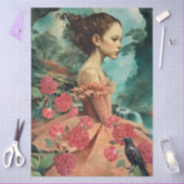 ヴィンテージビクトリアンガールレイブン&レッドキャベツバラ 薄葉紙 (クラフト)