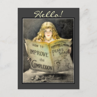 ヴィンテージビクトリアンガール石けん広告はがき ポストカード