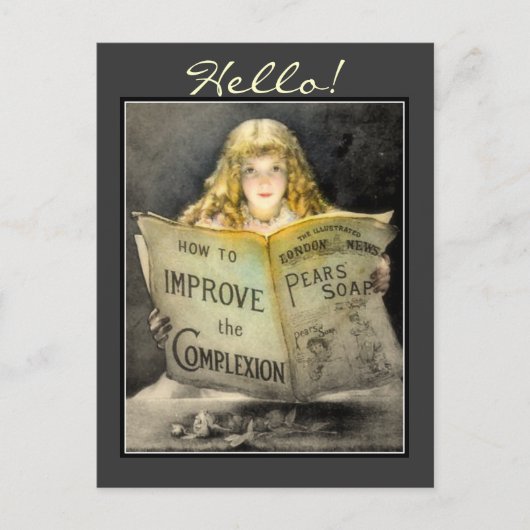 ヴィンテージビクトリアンガール石けん広告はがき ポストカード (正面)