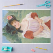 ヴィンテージビクトリアンガール絵を描プリント 薄葉紙 (クラフト)