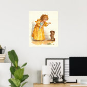 ヴィンテージビクトリアンガール&ドッグバイフランスブルンジ ポスター (ホームオフィス)