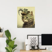ヴィンテージビクトリアンキャットポスタープリントウォールアート ポスター (ホームオフィス)