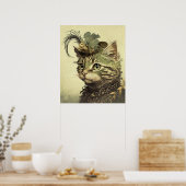 ヴィンテージビクトリアンキャットポスタープリントウォールアート ポスター (キッチン)