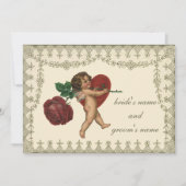 ヴィンテージビクトリアンキューピッドハート結婚式招待状 招待状 (正面)