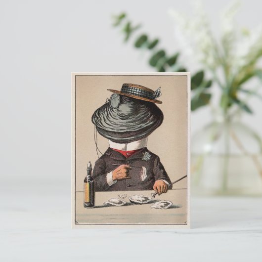 ヴィンテージビクトリアンキ食べ物ーの牡蠣はがき ポストカード (スタンド正面)