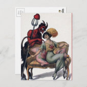 ヴィンテージビクトリアンクランパスデビルハガキ ポストカード (正面/裏面)