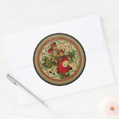 ヴィンテージビクトリアンクリスマスの子ステッカー ラウンドシール (封筒)