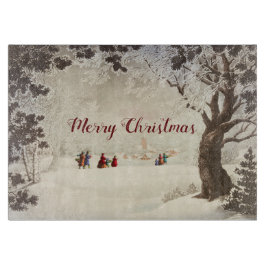 ヴィンテージビクトリアンクリスマスウィンターシーン カッティングボード