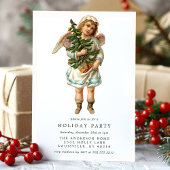 ヴィンテージビクトリアンクリスマスエンジェルホリデーパーティー 招待状