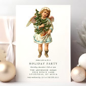 ヴィンテージビクトリアンクリスマスエンジェルホリデーパーティー 招待状