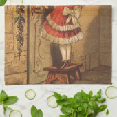 ヴィンテージビクトリアンクリスマスガールぶら下がったズ・アガーランド キッチンタオル (折り畳み)